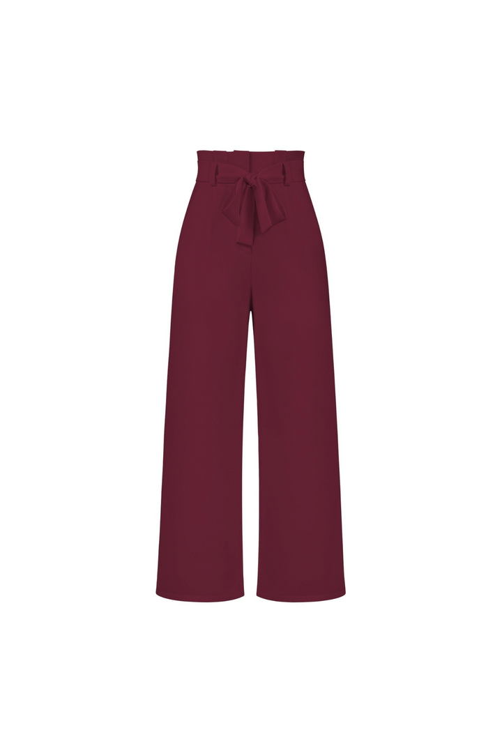 Summer women's linen tie-waist wide leg pants, relaxed look.