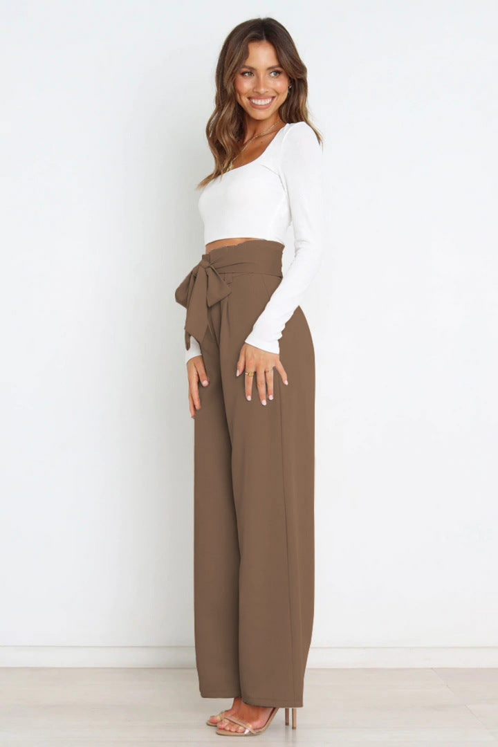 Flowing linen trousers, women's relaxed fit wide leg pants.
