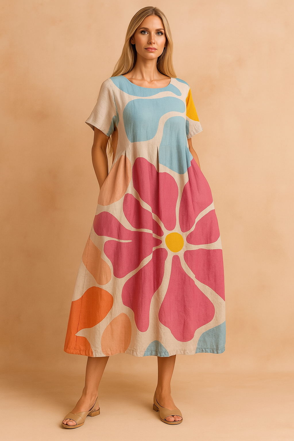 Women's flowy floral boho maxi dress, perfect for effortless summer style & spring fashion.