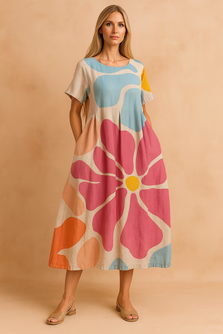 Women's flowy floral boho maxi dress, perfect for effortless summer style & spring fashion.
