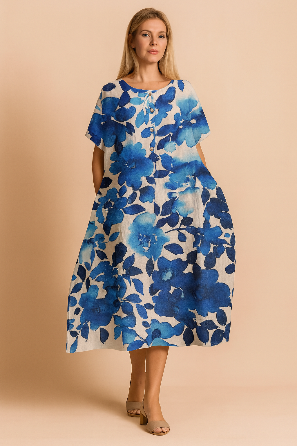 Chic women's flowy floral boho dress, a versatile print maxi for spring, summer, and elegant casual wear.