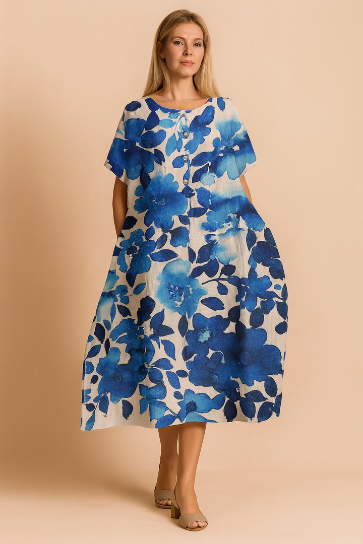 Chic women's flowy floral boho dress, a versatile print maxi for spring, summer, and elegant casual wear.
