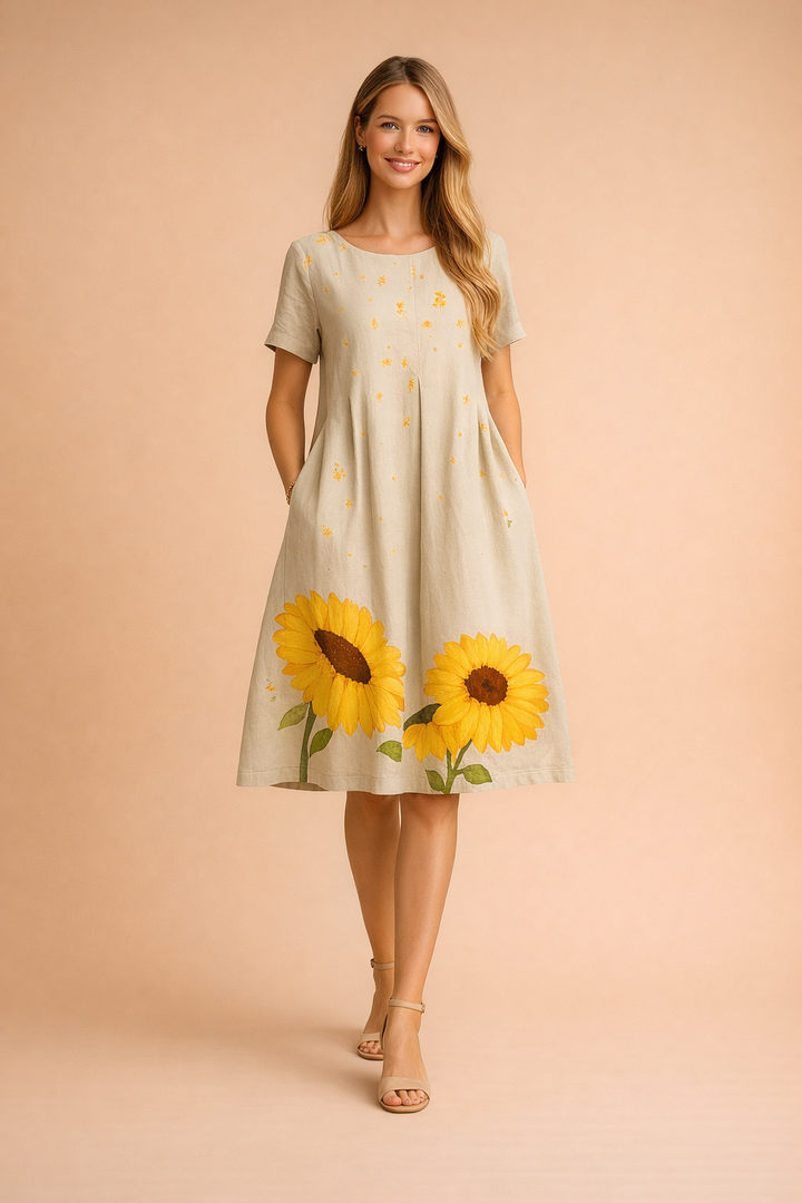Casual women's floral maxi dress, a comfortable flowy boho style perfect for beach days & summer.