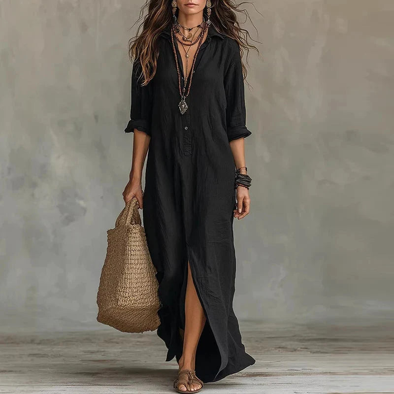 Women's flowy lightweight maxi dress, perfect for summer elegance and beach vacations.