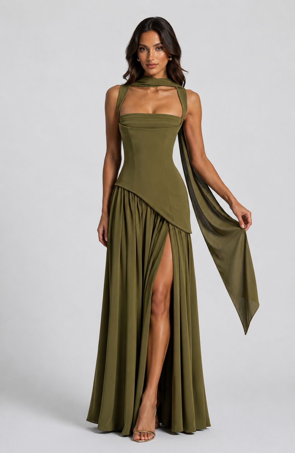 Versatile women's maxi dress with adjustable straps, suitable for casual summer days or elegant evening occasions.