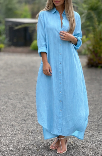Women's flowy maxi summer dress, comfortable & stylish for beach, vacation, or casual wear.