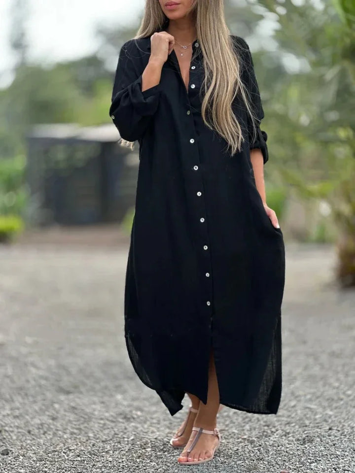Comfortable women's maxi dress, loose fit design for a relaxed summer vacation style.