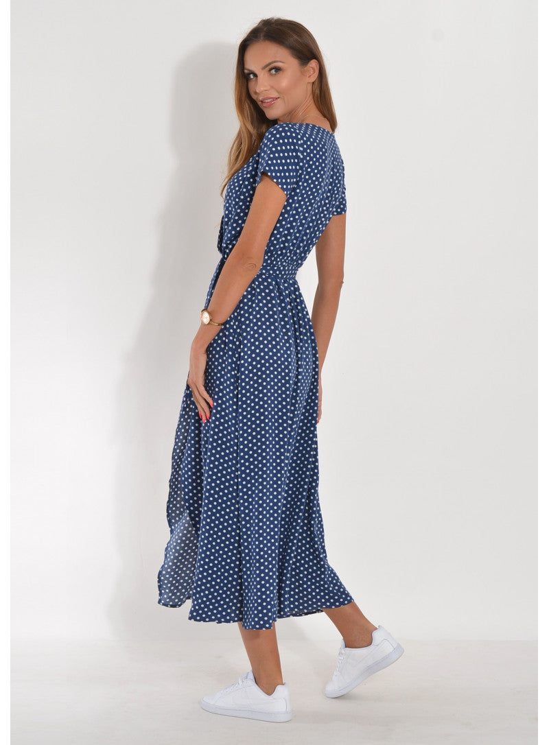 Versatile women's A-line printed maxi dress, easily styled for casual spring days or elegant summer evenings.