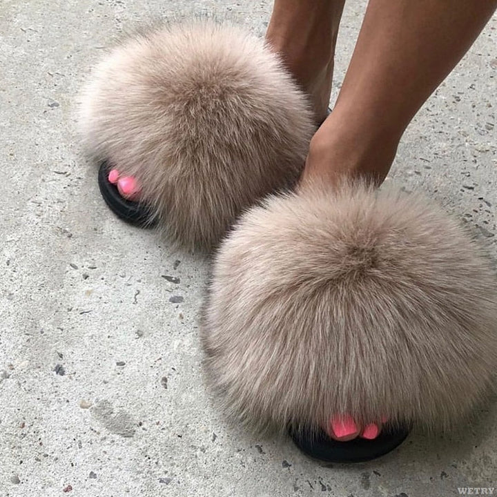Plush women's open-toe comfort slide sandals, ideal house shoes for relaxed lounge wear.