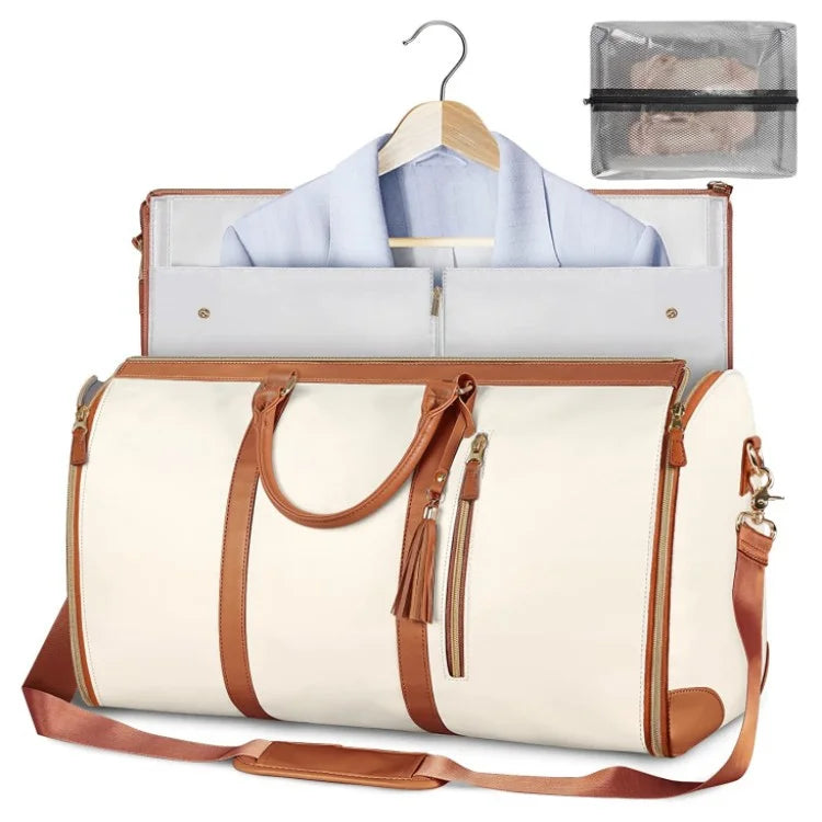 Compact women's duffel bag; foldable design makes it a versatile carry-on luggage organizer.