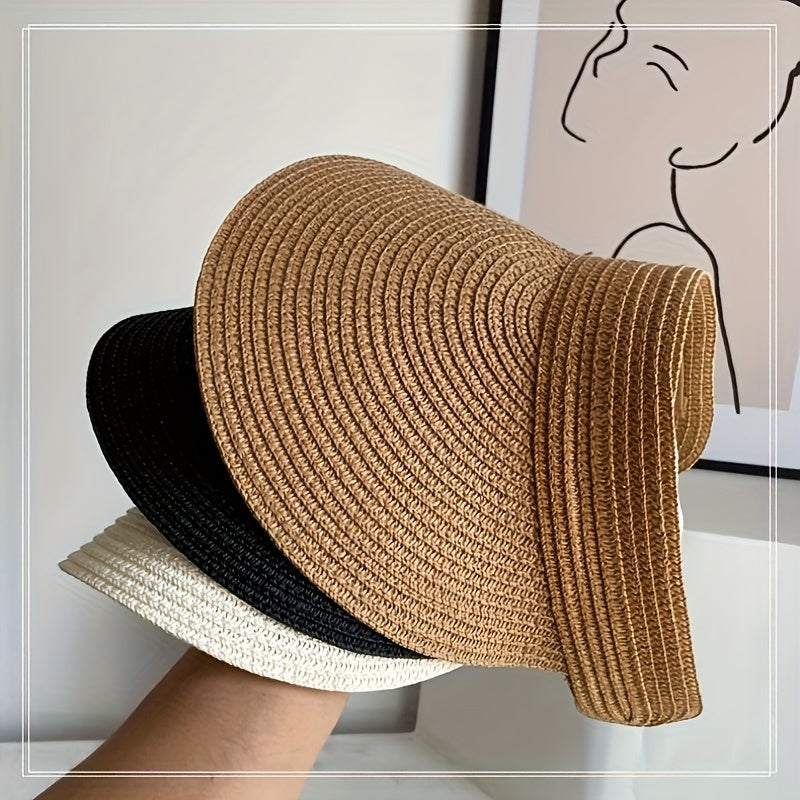 Women's foldable wide brim sun visor hat for UV protection, perfect for beach & travel.