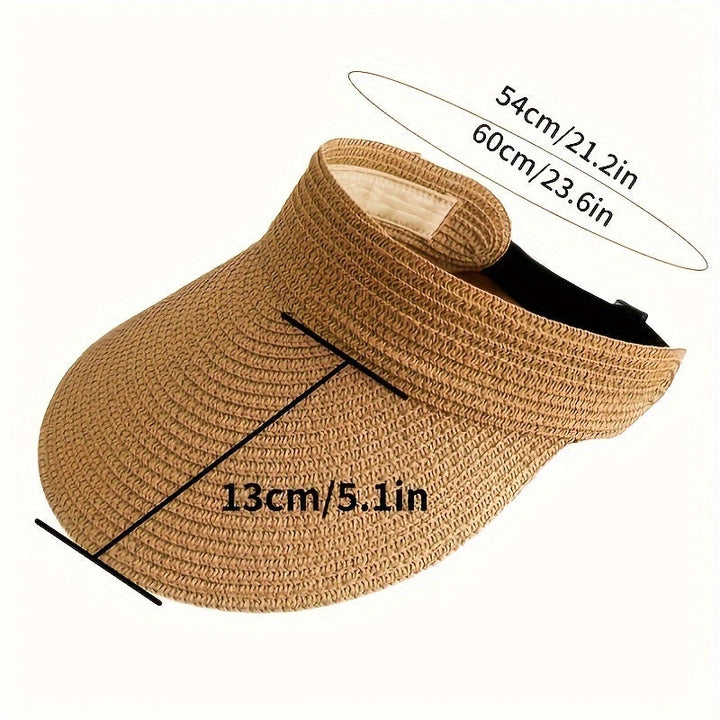 Portable women's foldable wide brim visor hat. Perfect UV protection for your next vacation or beach day.