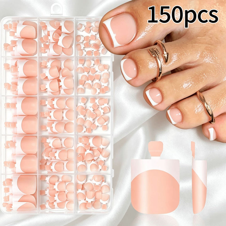 Starter 150 pc French tip press-on nail kit for women, perfect for beautiful, effortless DIY nails.