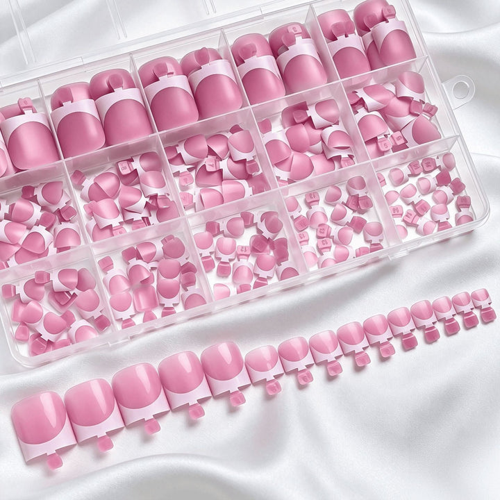 Classic French tip fake nails for women, ideal for elegant nail art and home manicures.