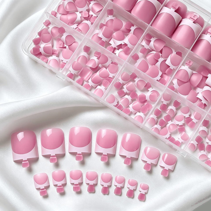 White tip artificial nails, 150 piece set, perfect for a chic and professional DIY manicure.