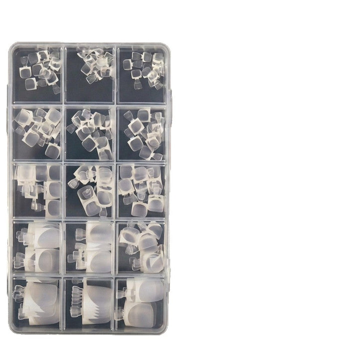 Durable French tip gel toenail art set for a stunning pedicure. Achieve elegant beauty with press-on artificial nails.