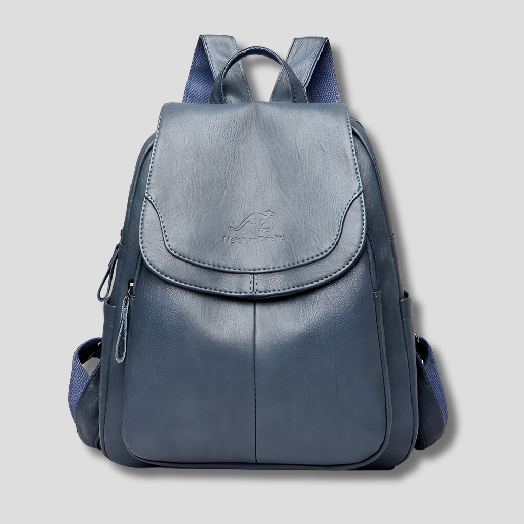 Stylish women's embossed leather fashion backpack, anti-theft design perfect for daily commute & travel security.