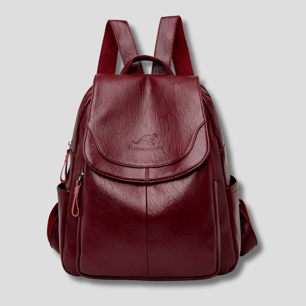 Fashionable women's anti-theft leather backpack with unique embossed pattern, great for daily use & secure travel.