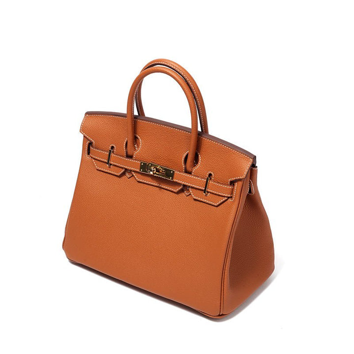 Navy genuine leather women's work bag, functional and chic for the professional woman.