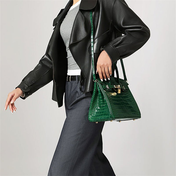 Opulent genuine leather women's shoulder bag, a luxurious addition to any wardrobe.