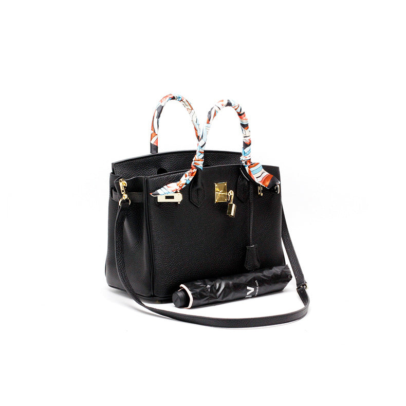 Soft genuine leather women's shoulder bag, supple yet structured for luxury.