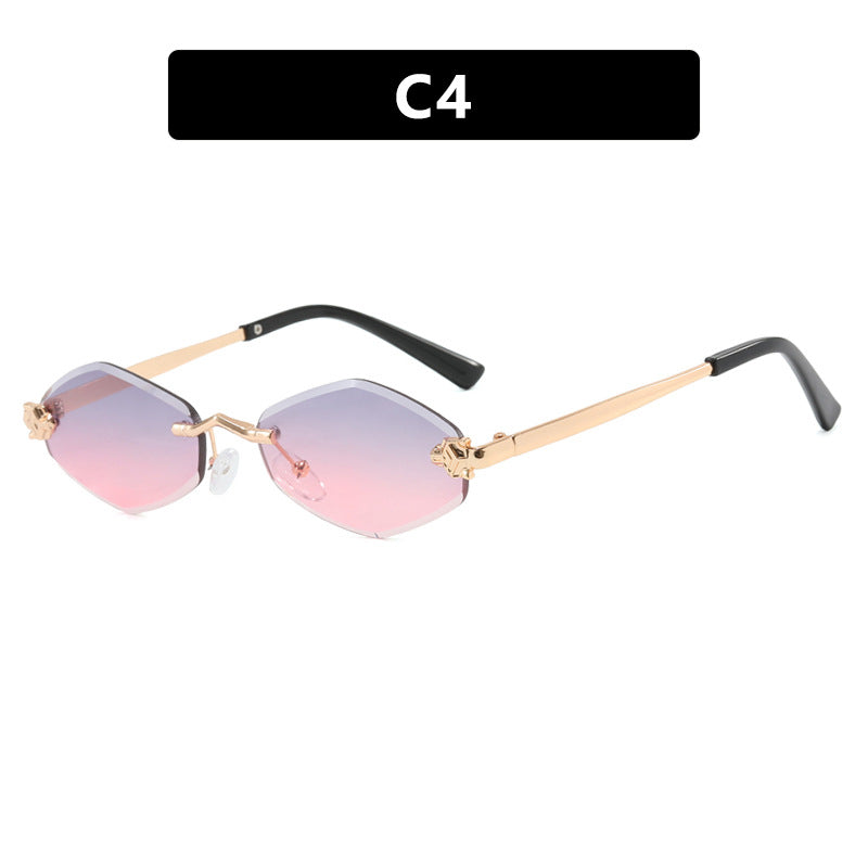 Women's geometric sunglasses with a sleek double metal frame. Provides essential UV protection for stylish wear.