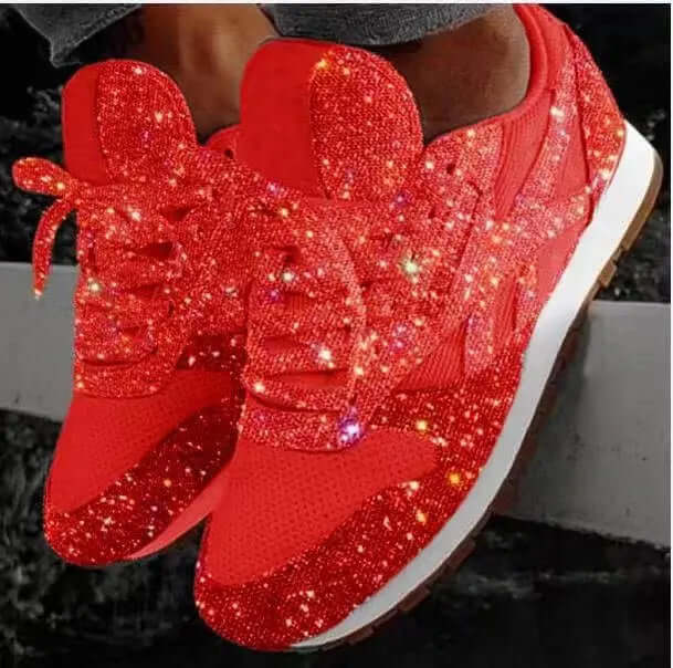 Sparkle up your style with these women's height increasing glitter chunky platform trainers.