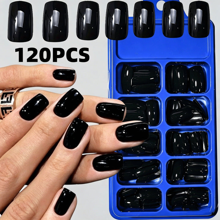Women's instant glossy false nail tips, designed for a flawless and rapid beauty enhancement.