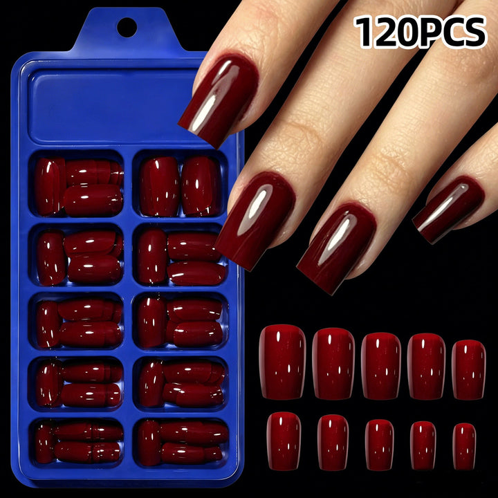 Beautiful glossy nail tips, perfect for women desiring quick, elegant, and DIY-friendly nail art.