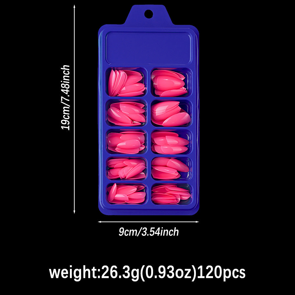 Elegant full-cover glossy press-on nails for sophisticated and speedy nail art.