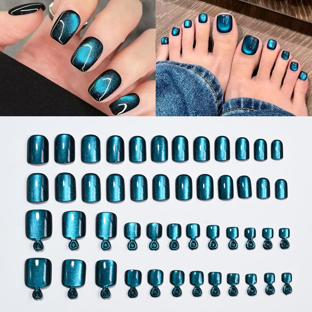 Women's glossy press-on nail tips set for quick & easy DIY manicures. Perfect artificial nails for beauty.