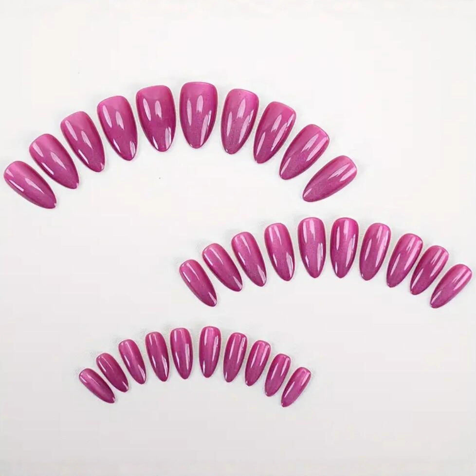 Premium glossy stiletto fake nails for women, DIY long-lasting press-on nail tips for stunning nail art.