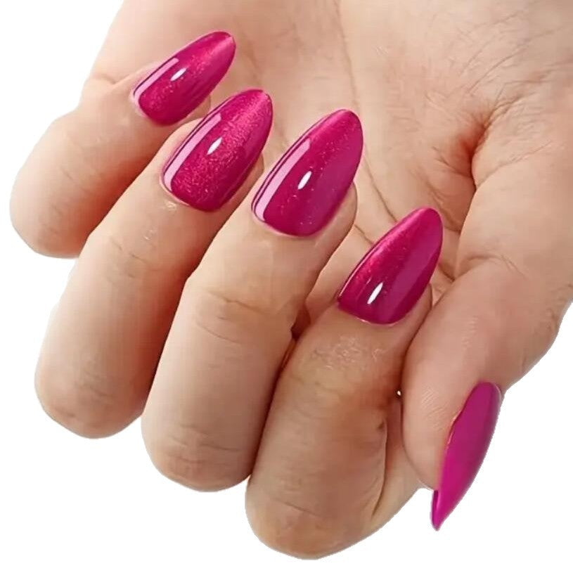 Women's sleek glossy stiletto nail tips, durable false nails for a perfect, long-lasting home manicure.