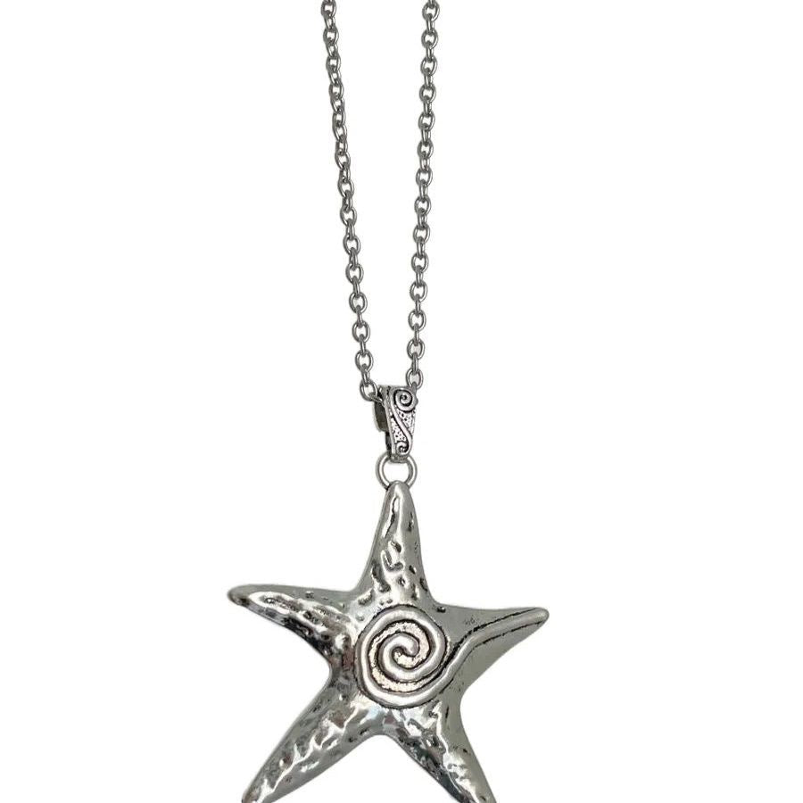 Stylish women's celestial star pendant necklace, a beautiful metal jewelry gift with an adjustable chain.
