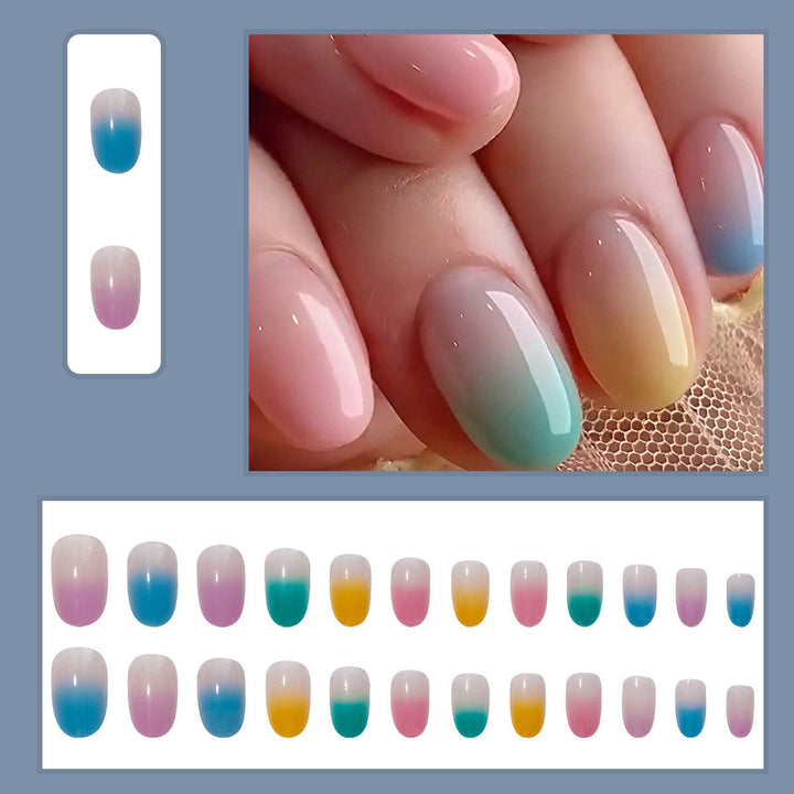 Fashionable women's ombre gradient press-on nails. Durable artificial nail set for a perfect, easy home manicure.