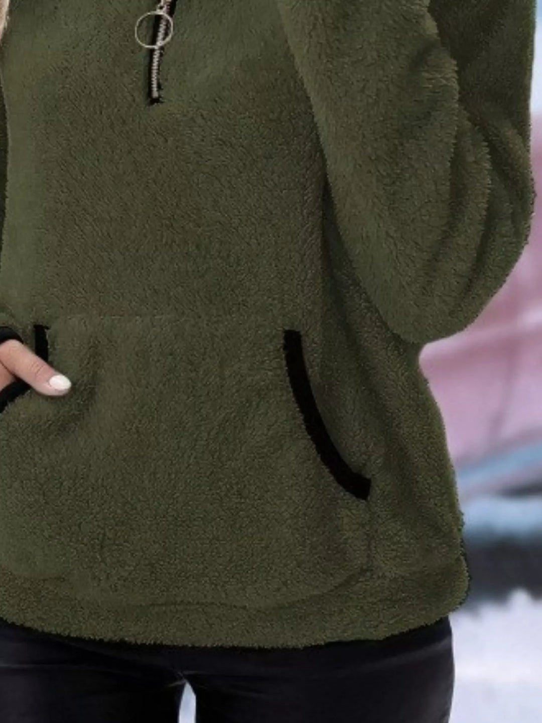 Women's half-zip pullover, cozy relaxed fit sweater with a practical kangaroo pocket for everyday.