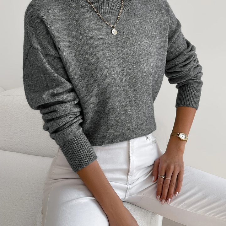 Chic ladies' long sleeve high neck sweater. A cozy, elegant addition to your winter wardrobe.