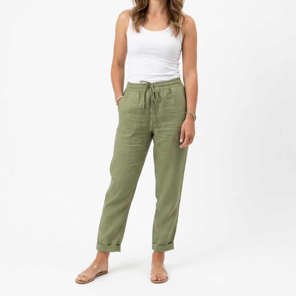 Ladies' relaxed fit cropped trousers featuring an elastic waist & wide leg for ultimate comfort and freedom.