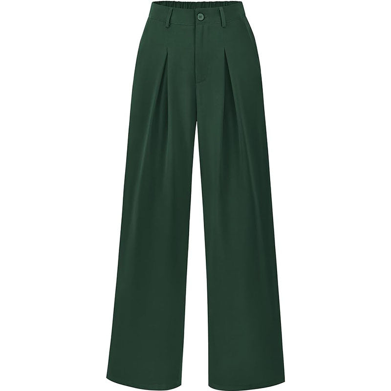 Women's workwear pleated trousers, high waist, wide leg, comfortable.