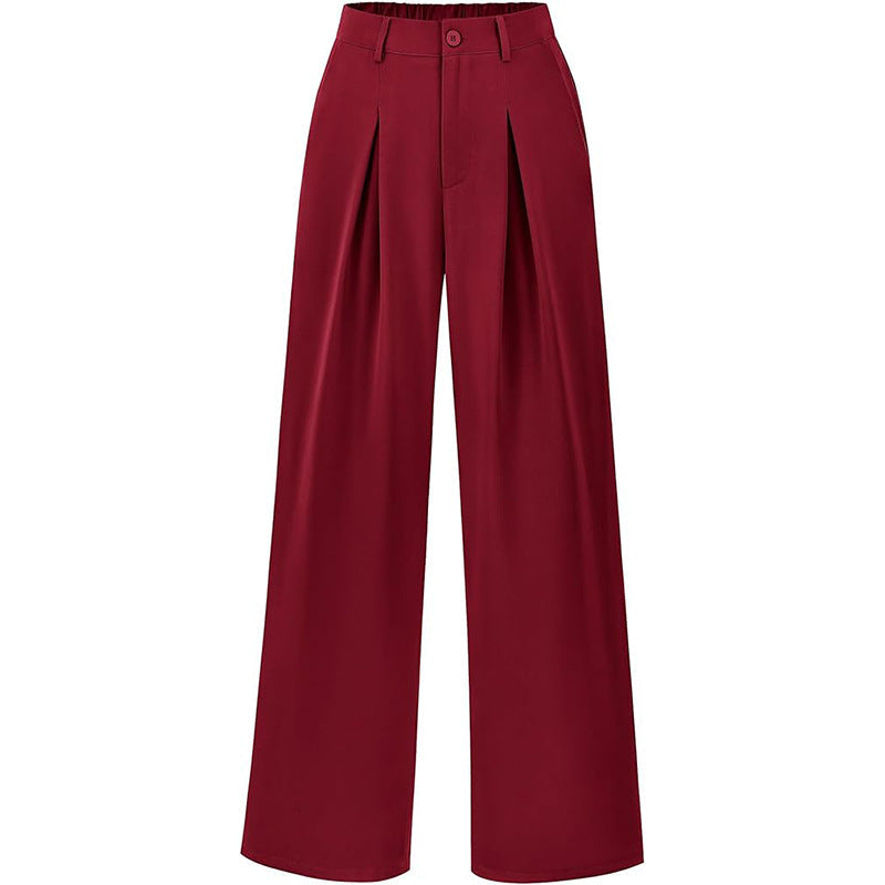 High waist pleated wide leg trousers, a staple for women's modern fashion.