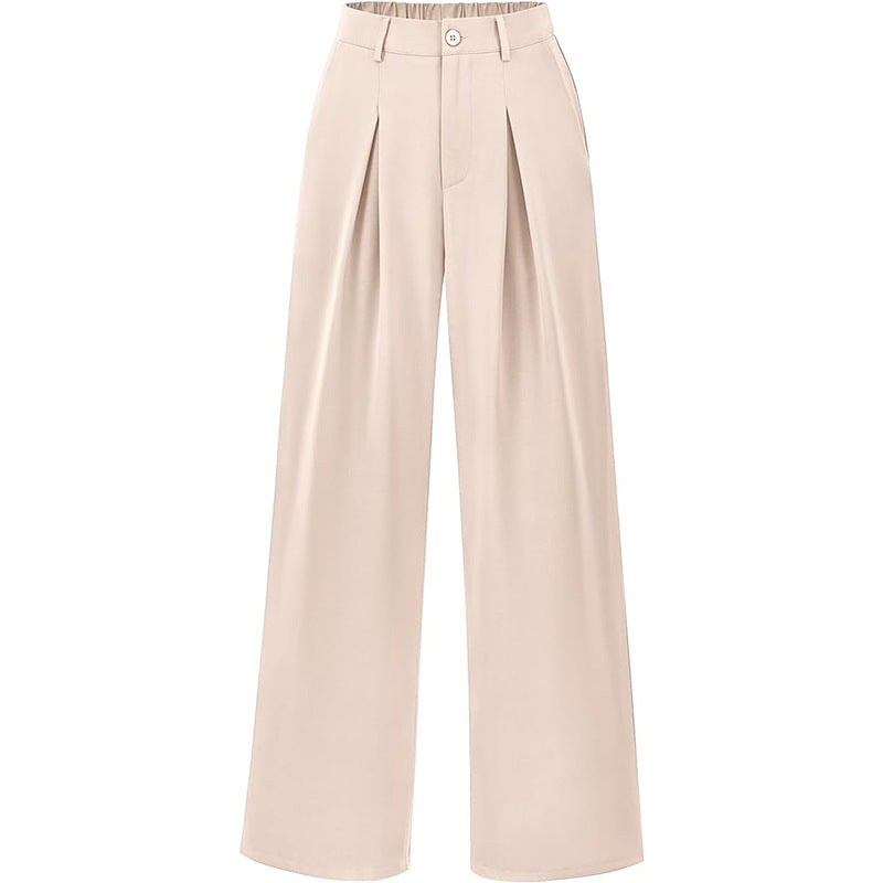 Comfortable and elegant women's high waist pleated wide leg trousers.