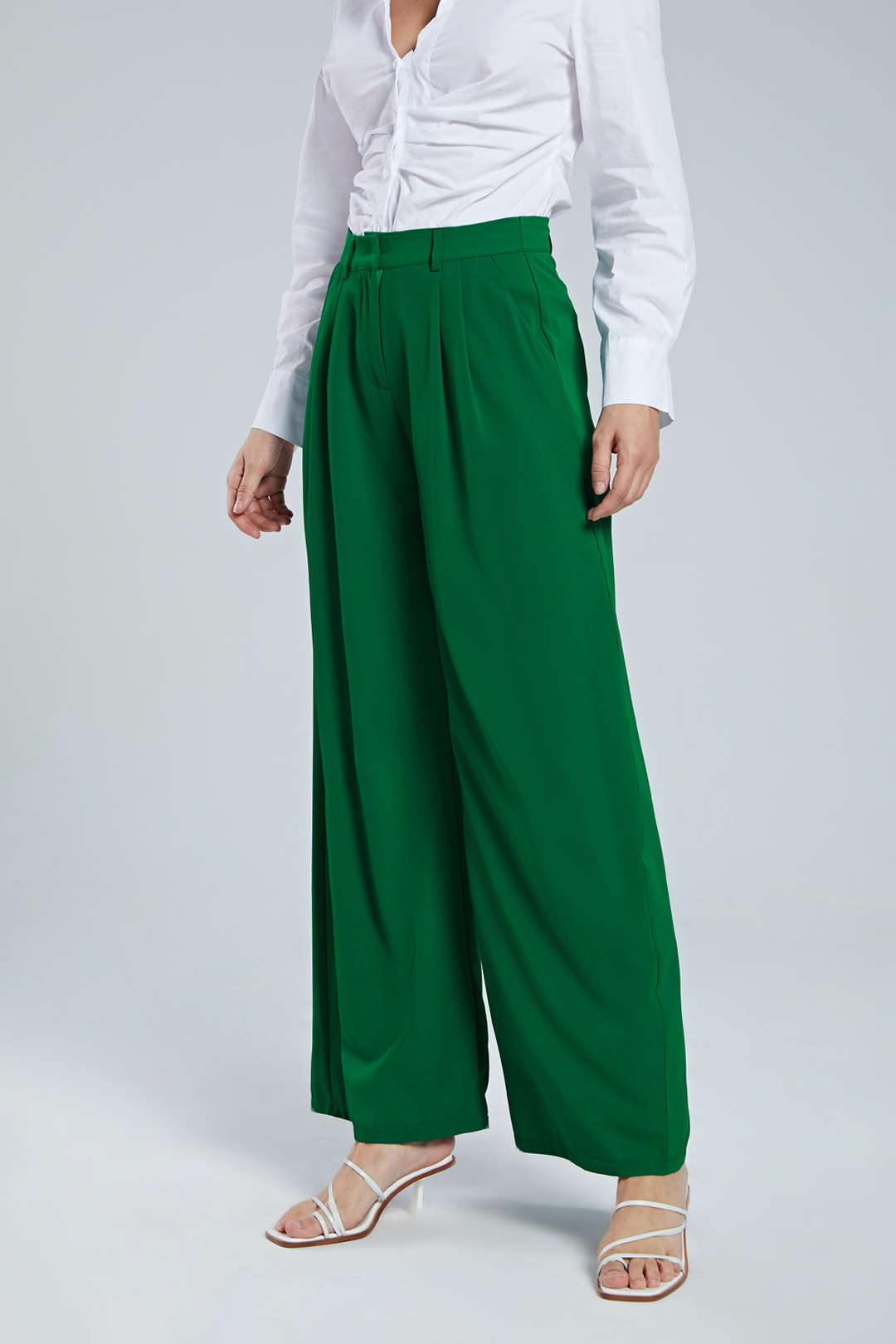 Modern high waist pleated trousers, versatile fashion bottoms for women.