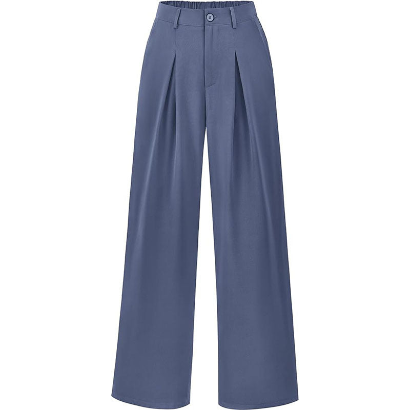 Versatile women's pleated wide leg trousers, ideal for work and casual.