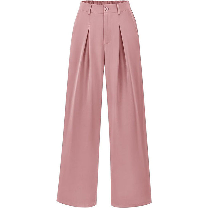 Comfortable high waist pleated wide leg pants for women.
