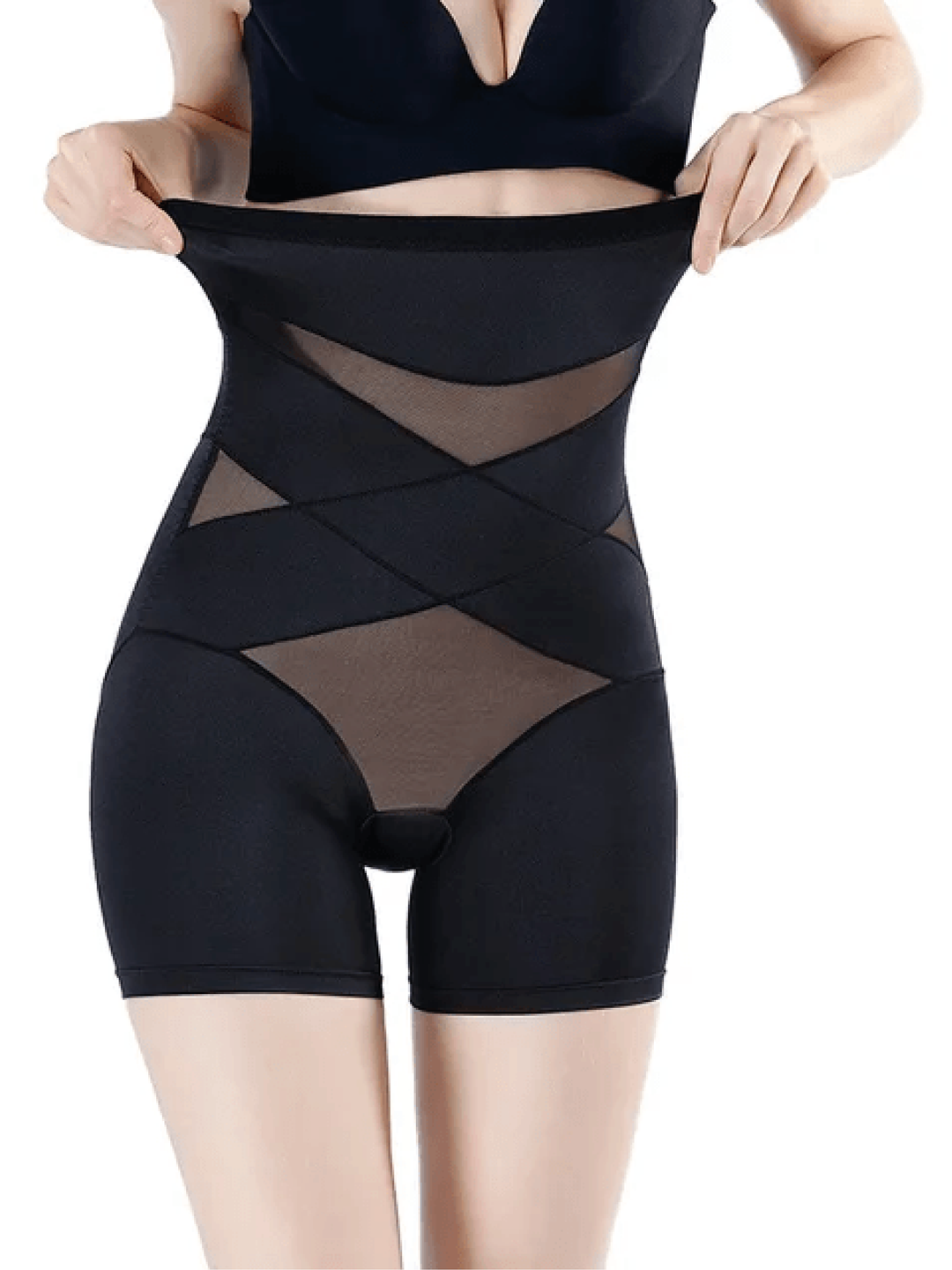 Women's high waist shapewear shorts for seamless tummy control & smoothing. Invisible body shaper comfort.