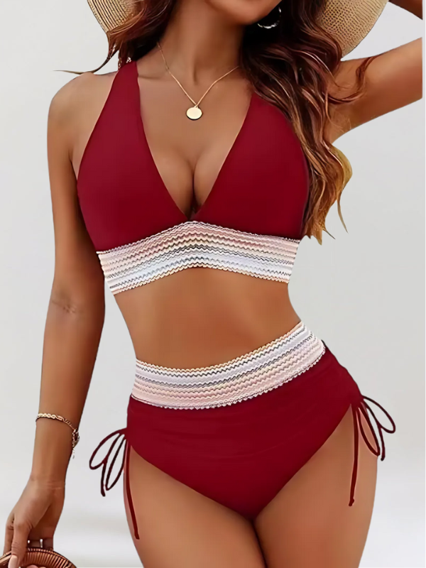 High-waist bikini top and tummy control bottom, a perfect women's swimsuit for summer.