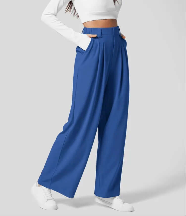 Versatile women's wide leg trousers, high waist & tailored fit. Great as elegant office wear or casual pants.