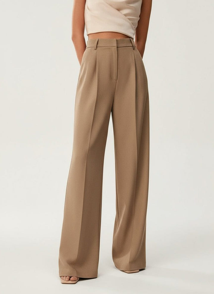 Women's high waist wide leg tailored trousers, perfect for elegant office wear or chic casual style.