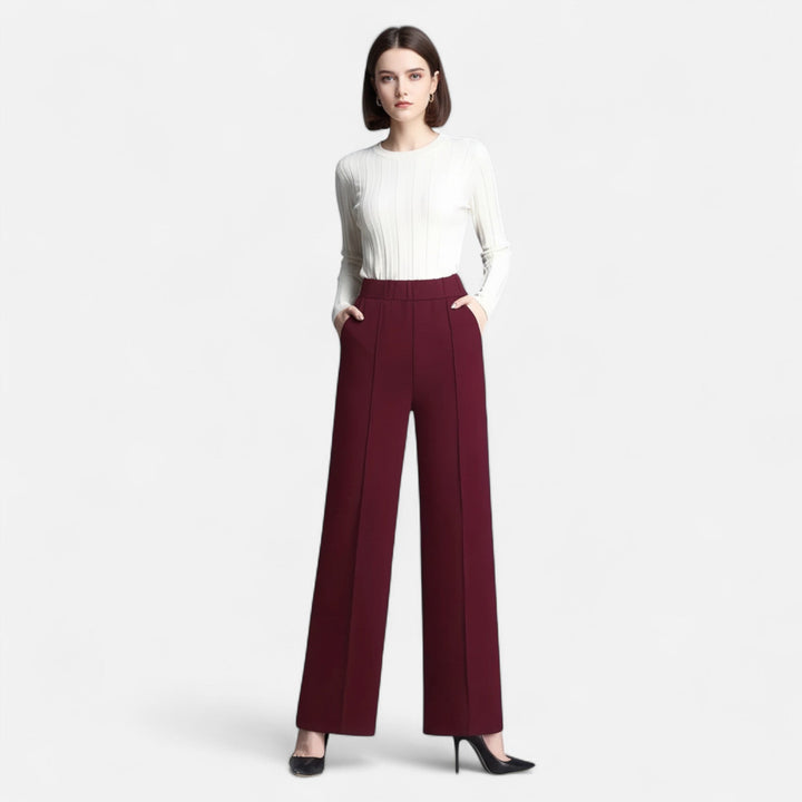 Chic women's wide-leg pants with high waist, offering versatile style for formal or relaxed occasions.