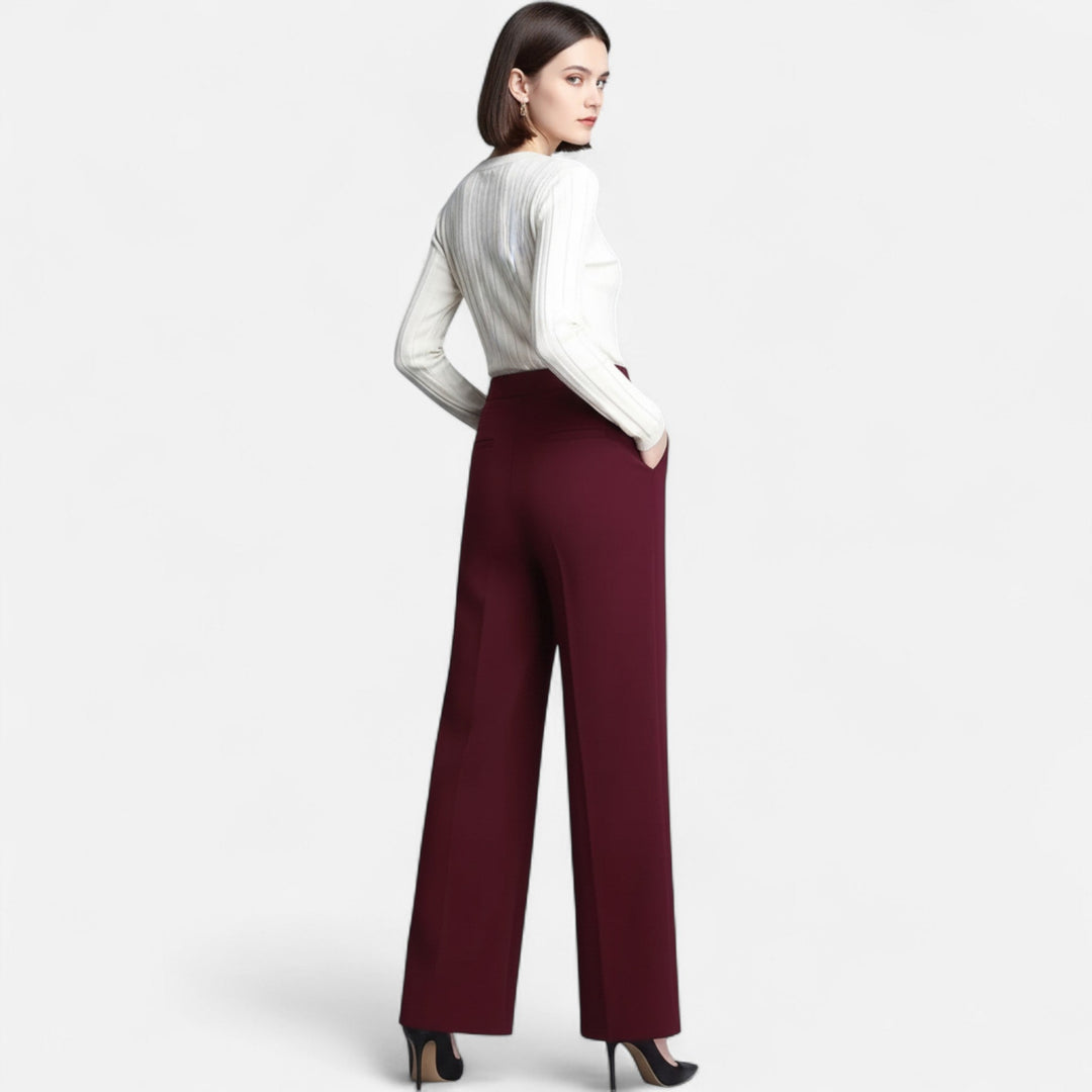 Elegant high-waisted wide-leg trousers for women, perfect for a sophisticated yet comfortable look.